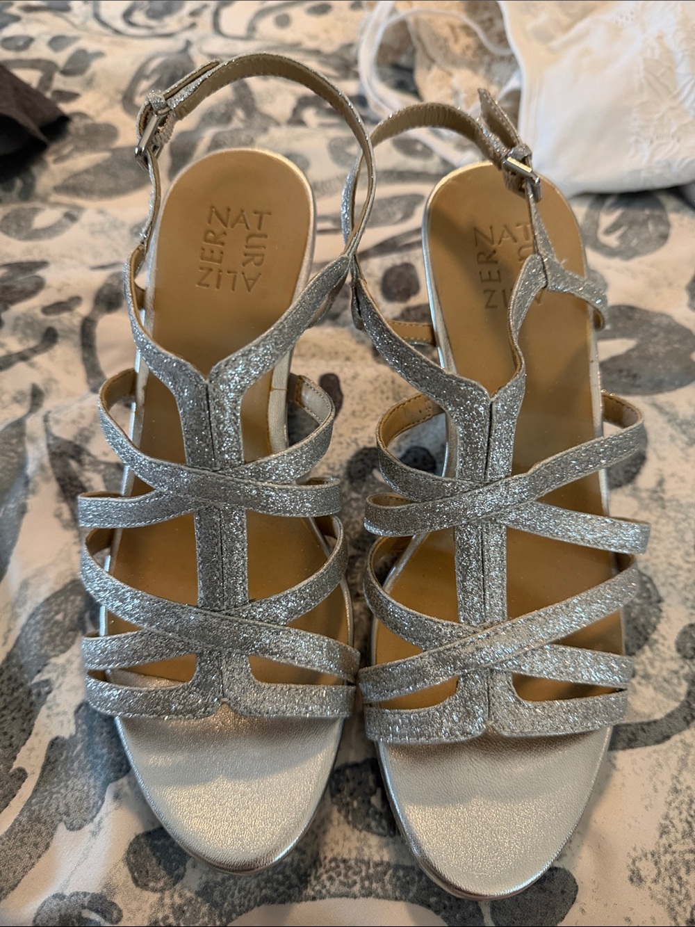 Silver Glitter Strappy High-Heel by Natururalizer